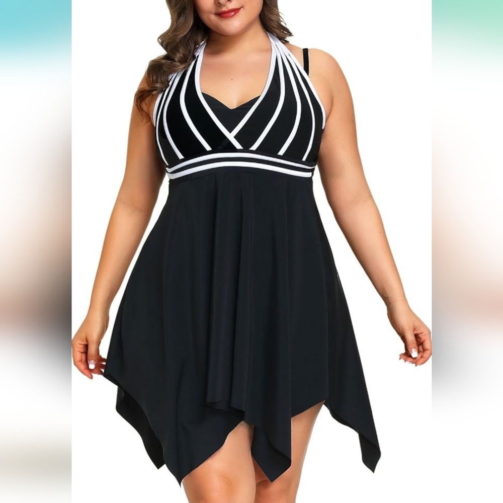 HANNA NIKOLE PLUS SIZE 2 Piece Tummy Control Tankini Swimsuit